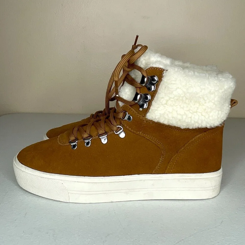 Marc Fisher Darlen Leather Platform Ankle Boots Size 8